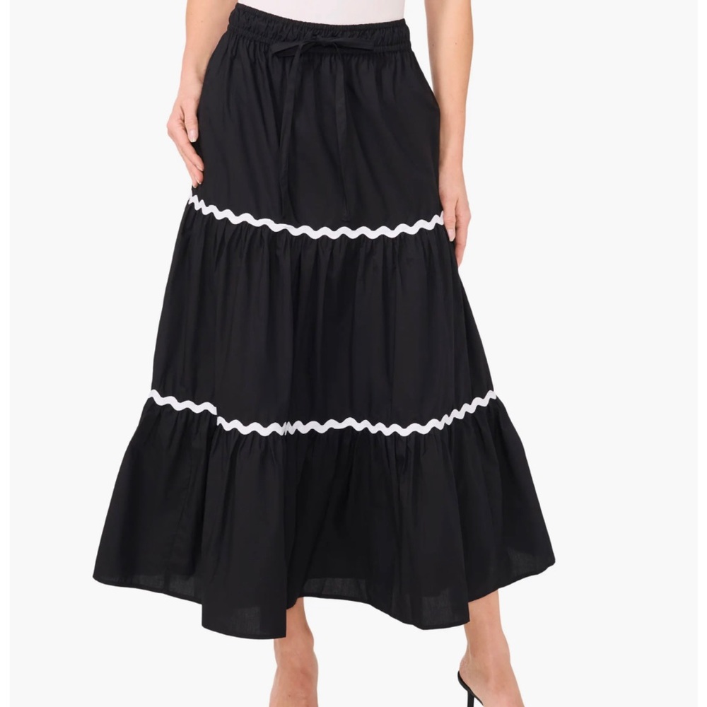 Black Rickrack Trim Maxi Skirt